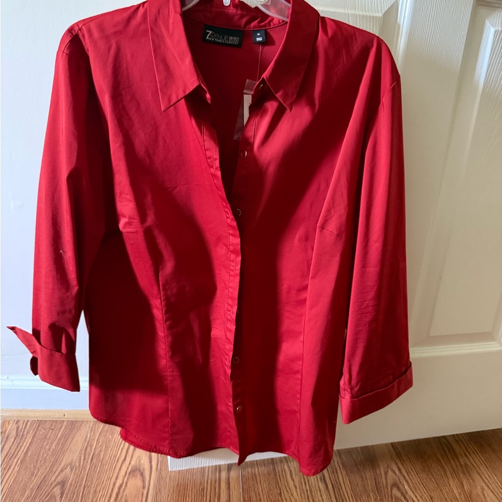 New York & Company Red Button Down Shirt